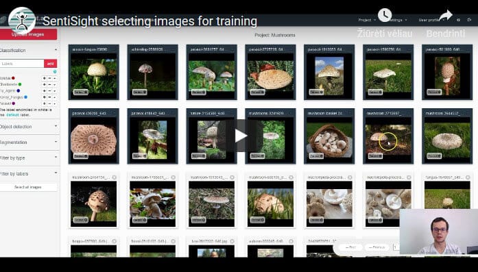 Selecting images for training