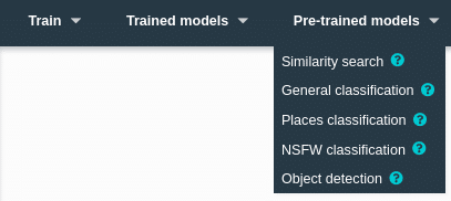 Pretrained menu Pretrained menu