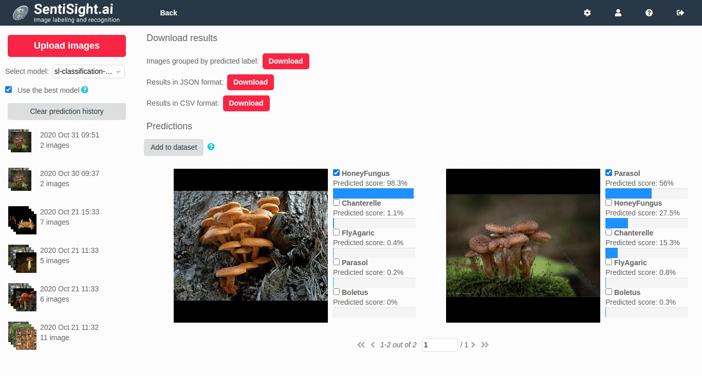 Mushroom detection using pictures of mushrooms