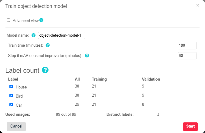 Train object detection model