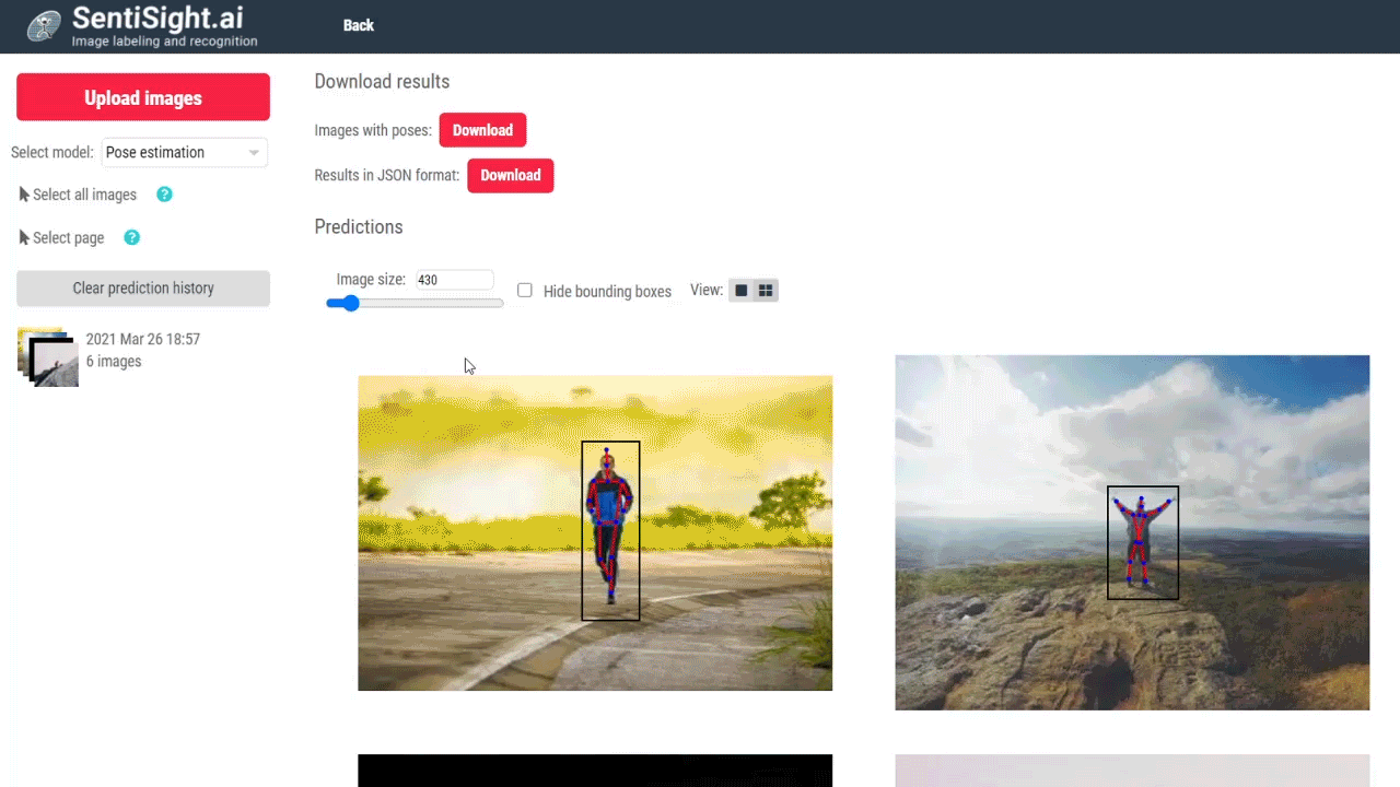 Human Pose estimation using SentiSight.ai - SentiSight.ai Download pose predictions in JSON format