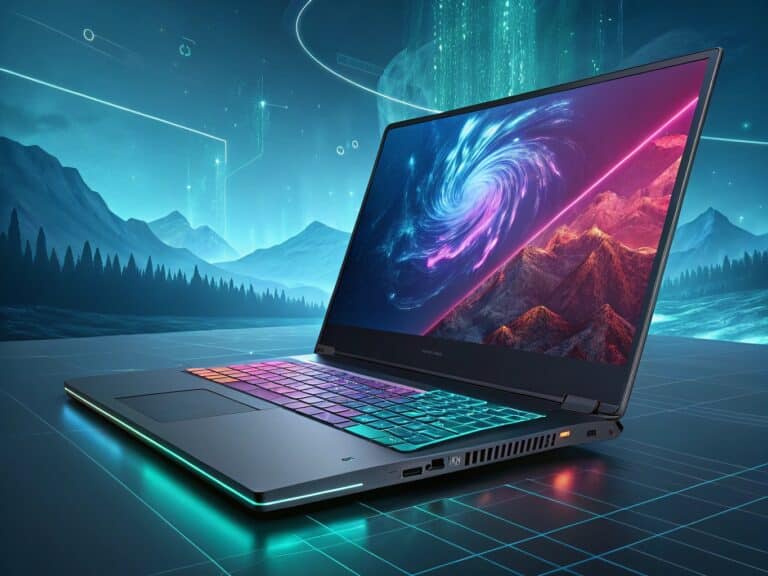 AI laptop, artistic impression. Image credit: Alius Noreika / AI