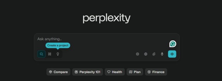 Perplexity AI web interface. 