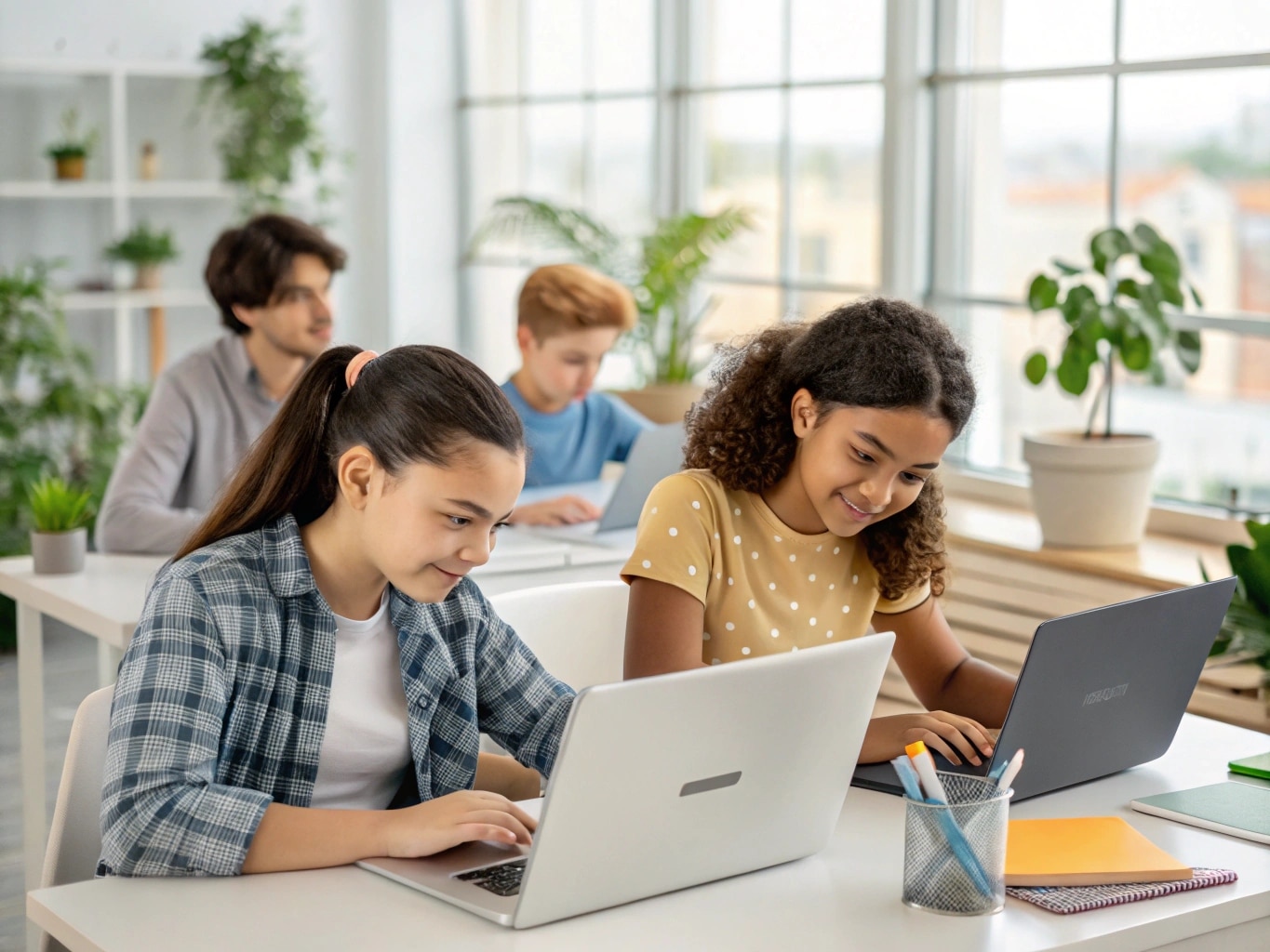Using smart tutoring software in a classroom - artistic impression. Image credit: Alius Noreika / AI