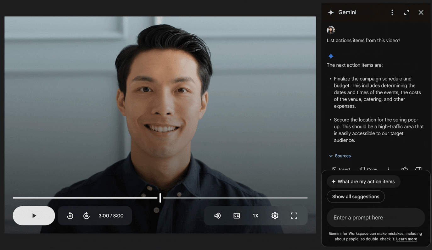 Google Drive capabilities with Gemini AI integration