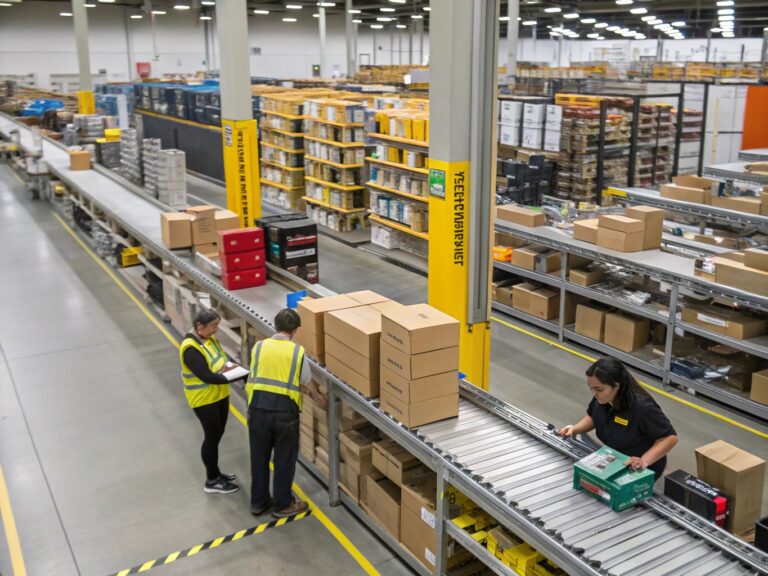 A modern logistics center for e-commerce. 