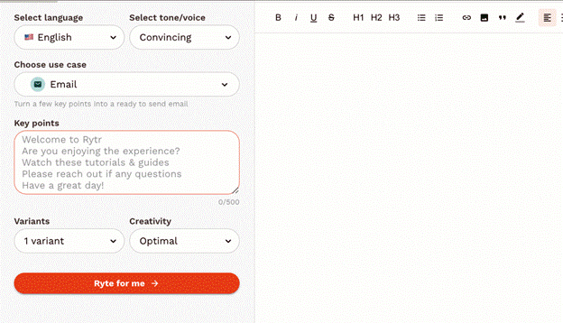 Put Quality Copywriting on Autopilot with Rytr - SentiSight.ai Rytr platform interface window