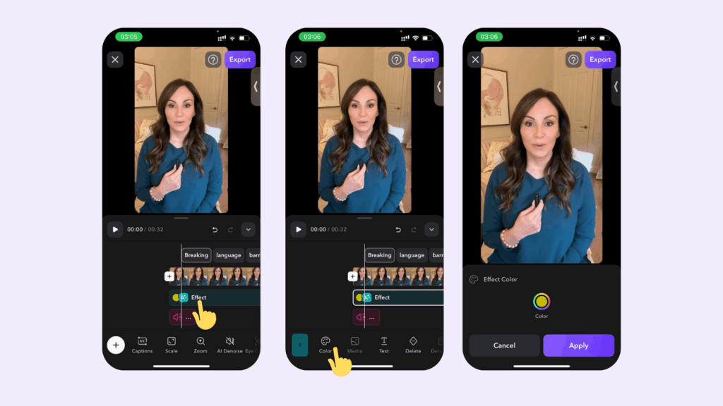Captions AI tool in action