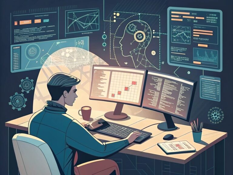 Coding an AI agent - artistic impression. Image credit: Alius Noreika / AI
