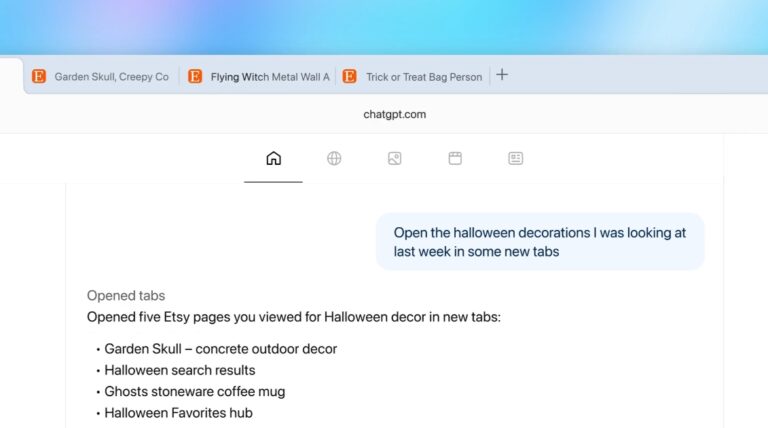 Managing tasks in ChatGPT Atlas. Image credit: OpenAI