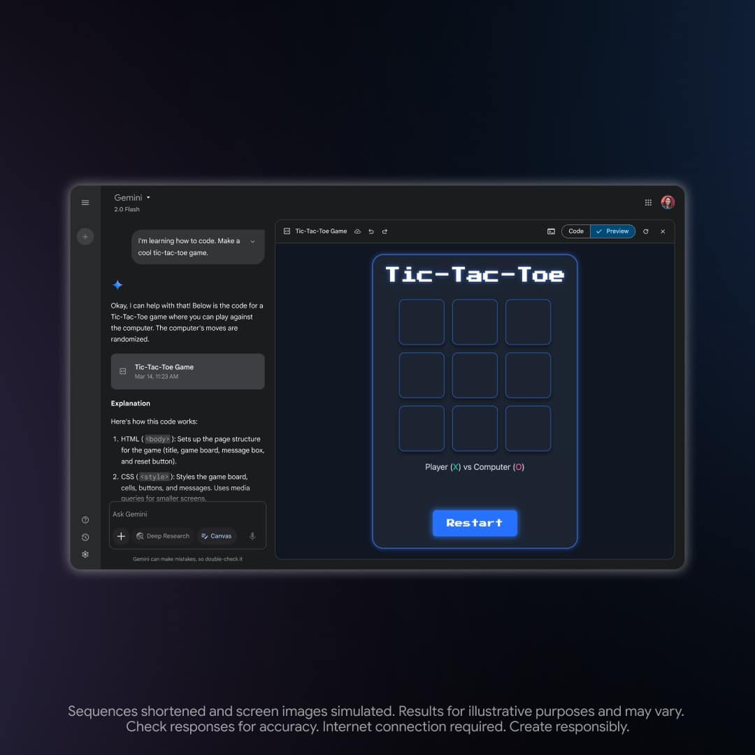 Gemini AI Features for Code and Content - SentiSight.ai Gemini AI new Canvas option