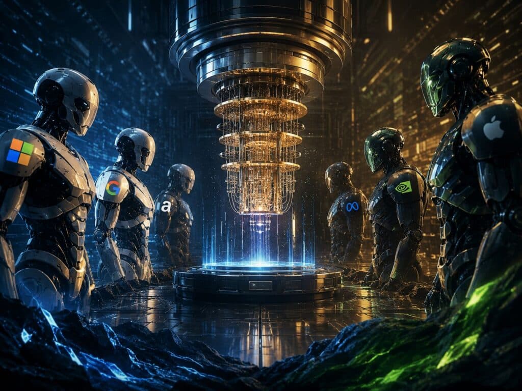 Which AI Giants Are Leading on the Quantum Computing Front? - SentiSight.ai AI giants competing in quantum computing – artistic impression. Image credit: Alius Noreika / AI