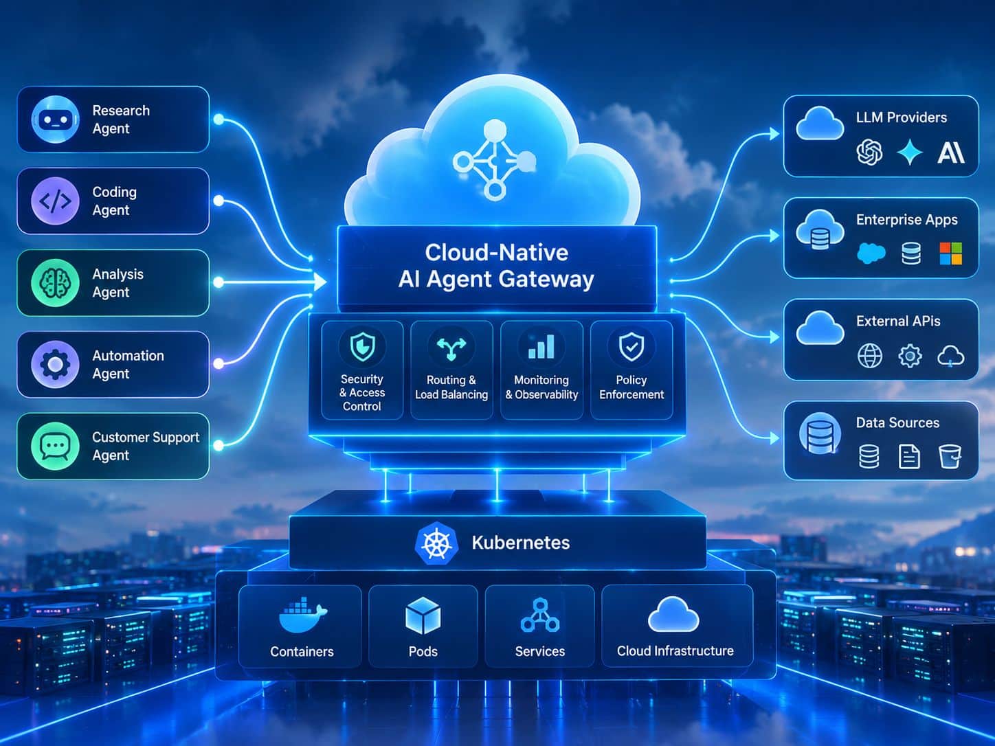The Best Cloud-Native Agent Gateways in 2026 - SentiSight.ai Cloud-Native Agent Gateway - artistic impression. Image credit: Alius Noreika / AI